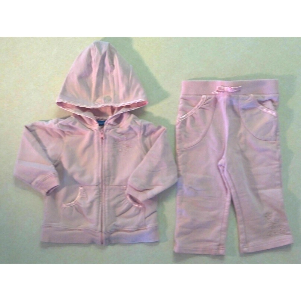 Girl's Size 9-12 M Months 2 Piece Pink Floral Embroidered Jacket & Pants Outfit